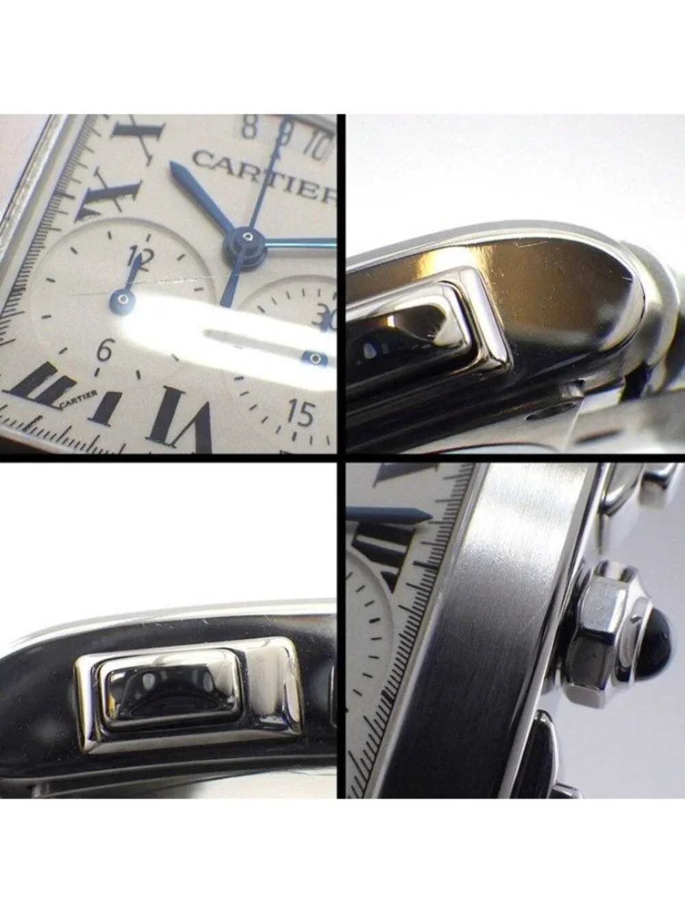 Cartier Watch Tank Francaise Chrono Reflex Rectangular White Dial Roman Index